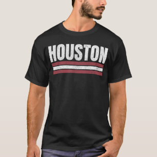 Houston Texas Three Stripe Vintage Weathered T-Shirt