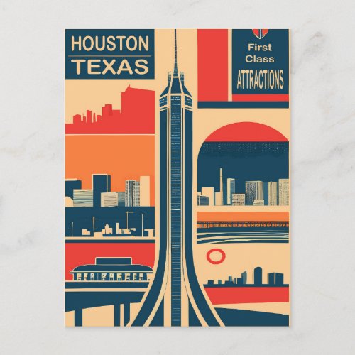 Houston Texas Tourist Attractions Travel Postcard