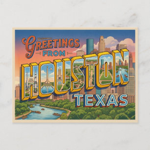 Houston Texas Travel Postcard