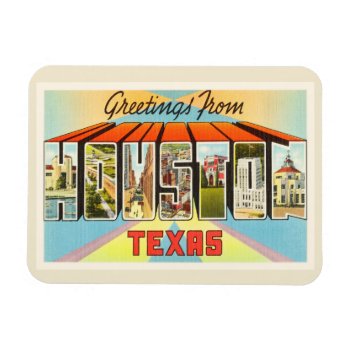 Houston Texas Tx Old Vintage Travel Souvenir Magnet by AmericanTravelogue at Zazzle
