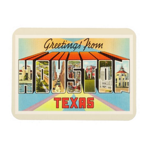 Houston Texas TX Old Vintage Travel Souvenir Magnet