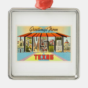 Houston Texas TX Old Vintage Travel Souvenir Metal Ornament