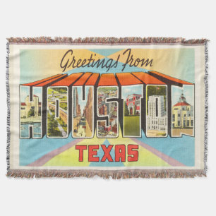 Houston Texas TX Old Vintage Travel Souvenir Throw Blanket