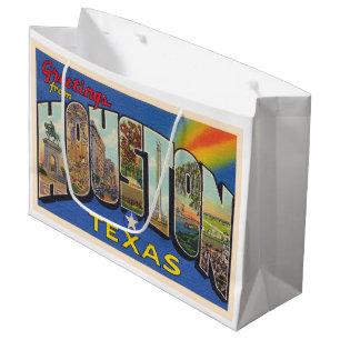 Houston Texas TX Vintage Large Letter Postcard Large Gift Bag
