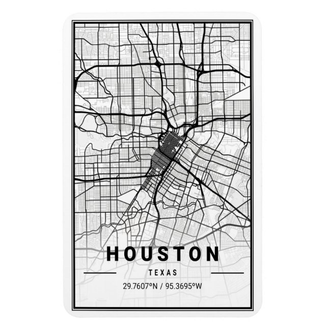 Houston Texas USA City Travel City Map Magnet (Vertical)