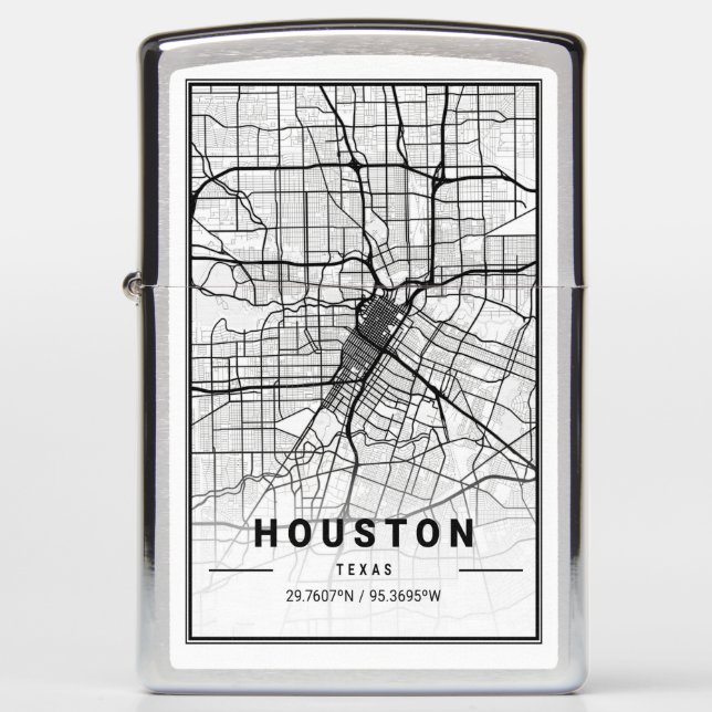 Houston Texas USA City Travel City Map Zippo Lighter (Front)