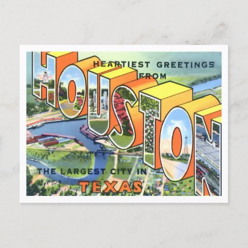 Houston Texas Vintage Big Letters Postcard