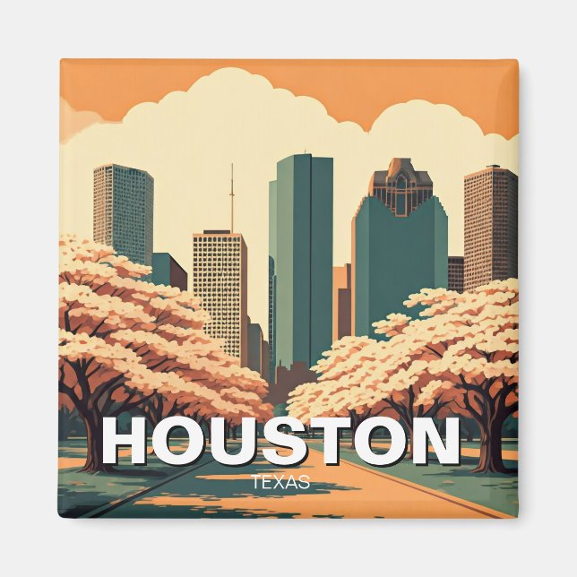 Houston Texas vintage Magnet (Front)