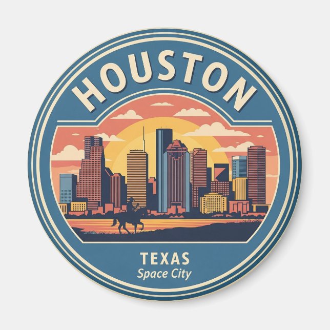 Houston Texas vintage Magnet (Front)
