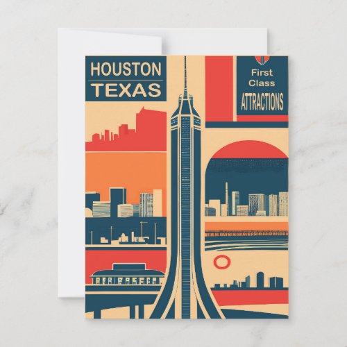 Houston Texas Vintage Save The Date