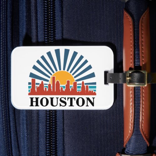 Houston Texas Vintage Sunset Retro Travel Luggage Tag