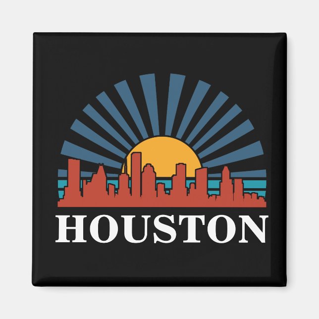 Houston Texas Vintage Sunset Retro Travel Magnet (Front)