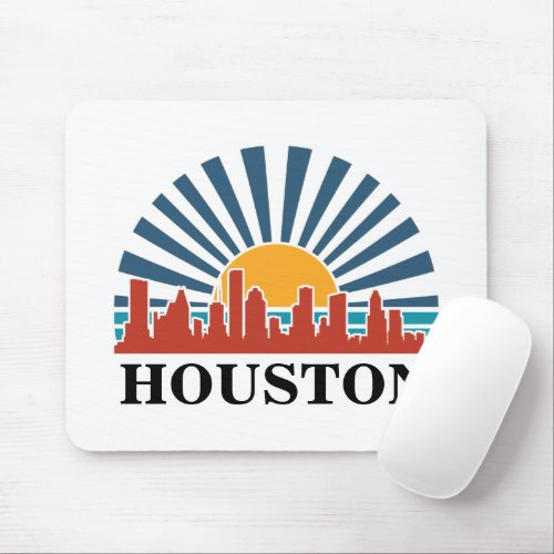 Houston Texas Vintage Sunset Retro Travel Mouse Pad