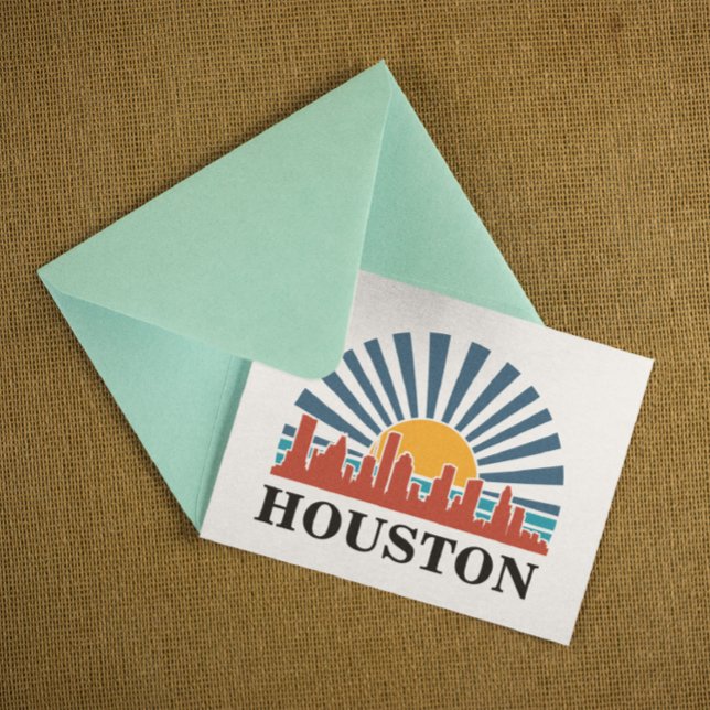 Houston Texas Vintage Sunset Retro Travel Postcard (Houston Texas Cityscape Postcard)