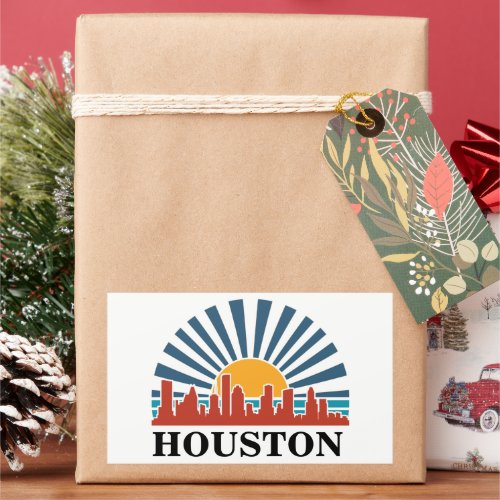 Houston Texas Vintage Sunset Retro Travel Rectangular Sticker