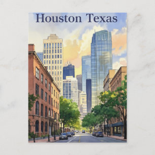 Houston Texas watercolor Postcard
