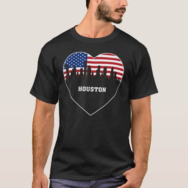 Houston Texas Watercolor Skyline Home State T-Shirt (Front)