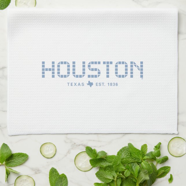 Houston Tile, Blue Tile, Houston Texas Kitchen Towel (Folded)
