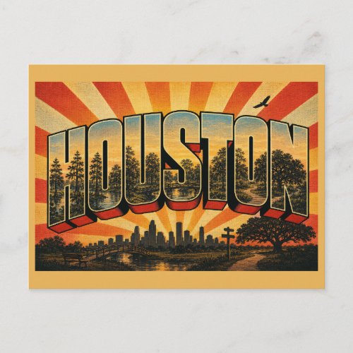 Houston TX Bayou Park Forest Art Postcard