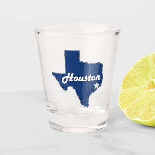  Houston TX Lonestar State Map with Star Shot Glass
