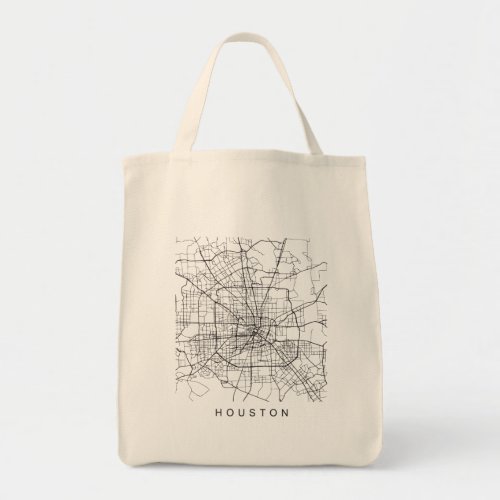 Houston TX Minimalist City Street Map Dark Design Tote Bag