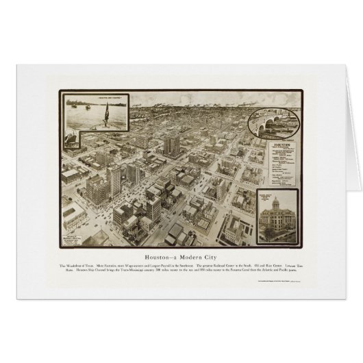 Houston, TX Panoramic Map - 1912 Cards (Front Horizontal)