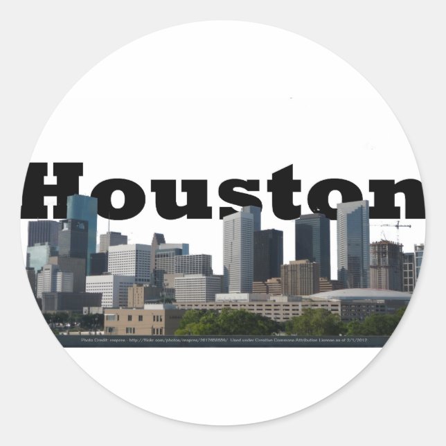 Houston, TX Skyline with Houston in the Sky Classic Round Sticker (Front)