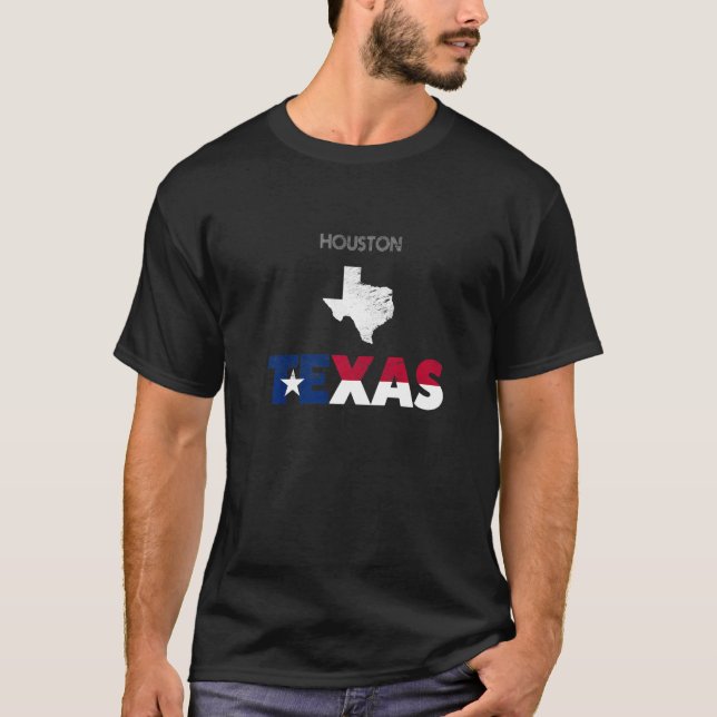 Houston TX Texas flag tourist native souvenir T-Shirt (Front)