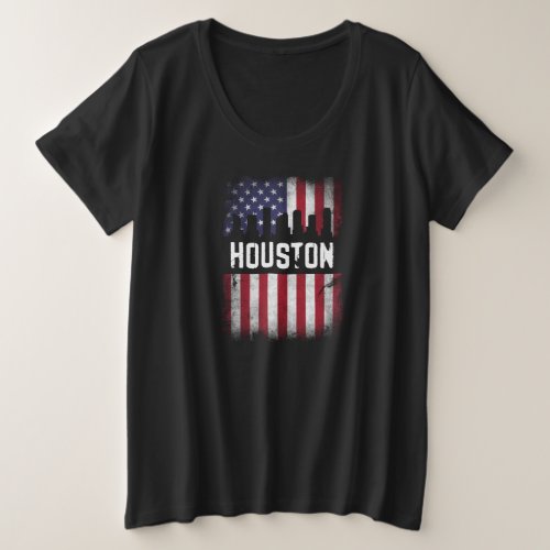 Houston USA Flag Design for proud Houstonian Plus Size T_Shirt