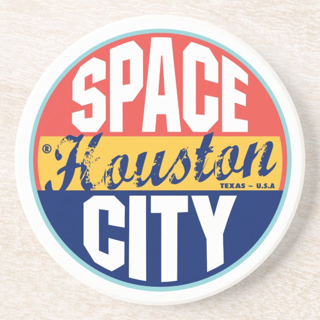 Houston Vintage Label Drink Coaster (Front)