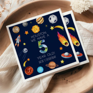 Houston We Have A 5 Year Old 5th Birthday Party Napkins