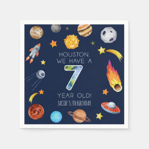 Houston We Have A 7 Year Old 7th Birthday Party Napkins