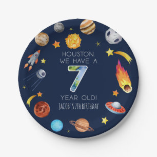 Houston We Have A 7 Year Old 7th Birthday Party Paper Plates