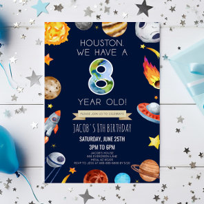 Houston We Have A 8 Year Old 8th Birthday Party Invitation