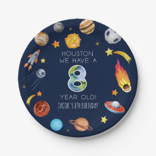 Houston We Have A 8 Year Old 8th Birthday Party Paper Plates