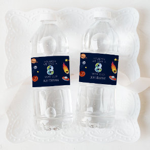 Houston We Have A 8 Year Old 8th Birthday Party Water Bottle Label