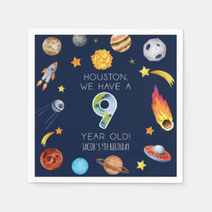 Houston We Have A 9 Year Old 9th Birthday Party Napkins