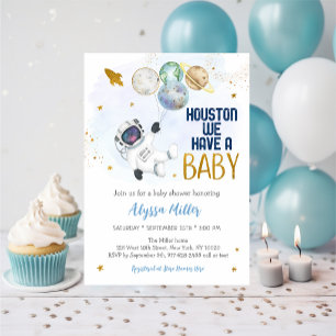 Houston We Have A Baby Astronaut Space Baby Shower Invitation