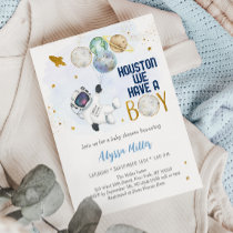 Houston We Have A Boy Astronaut Space Baby Shower Invitation