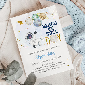 Houston We Have A Boy Astronaut Space Baby Shower Invitation