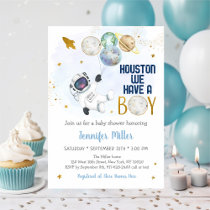 Houston We Have A Boy Astronaut Space Baby Shower Invitation