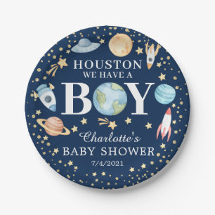 Houston We Have A Boy Baby Shower 7" Plate