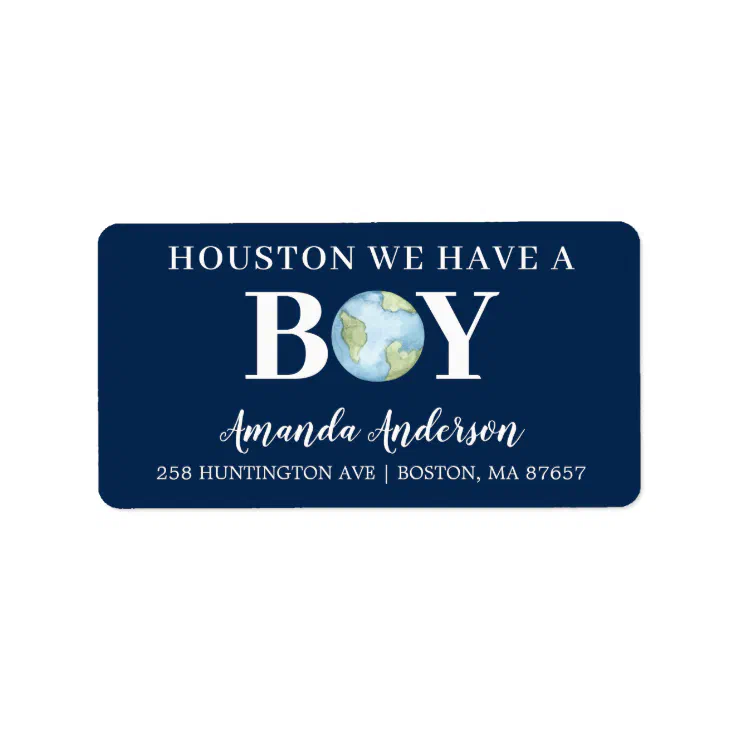 Houston We Have A Boy Baby Shower Address Label Zazzle