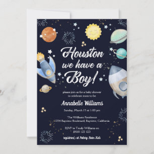 Houston We Have a Boy Baby Shower Invitation
