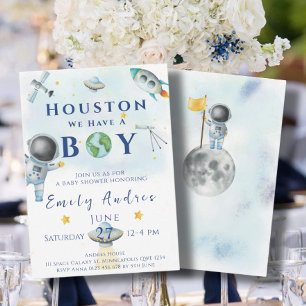 Houston We Have A Boy baby shower Space Astronaut  Invitation