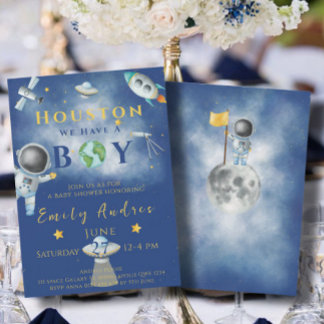 Houston We Have A Boy baby shower Space Astronaut Invitation