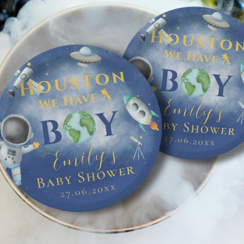 Houston We Have A Boy baby shower Space Astronaut Paper Plates