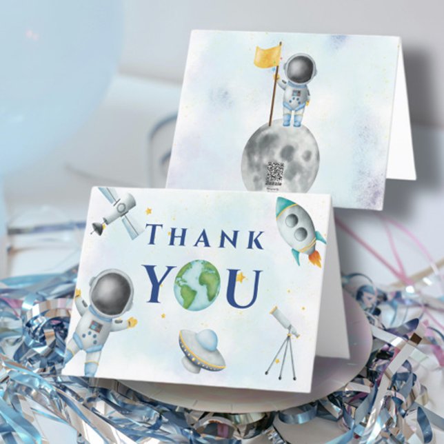 Houston We Have A Boy baby shower Space Astronaut Thank You Card (Creator Uploaded)