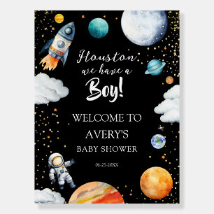Houston We Have a Boy Black Space Baby Shower Foam Board