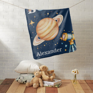 Houston We Have A Boy Outer Space Baby Blanket